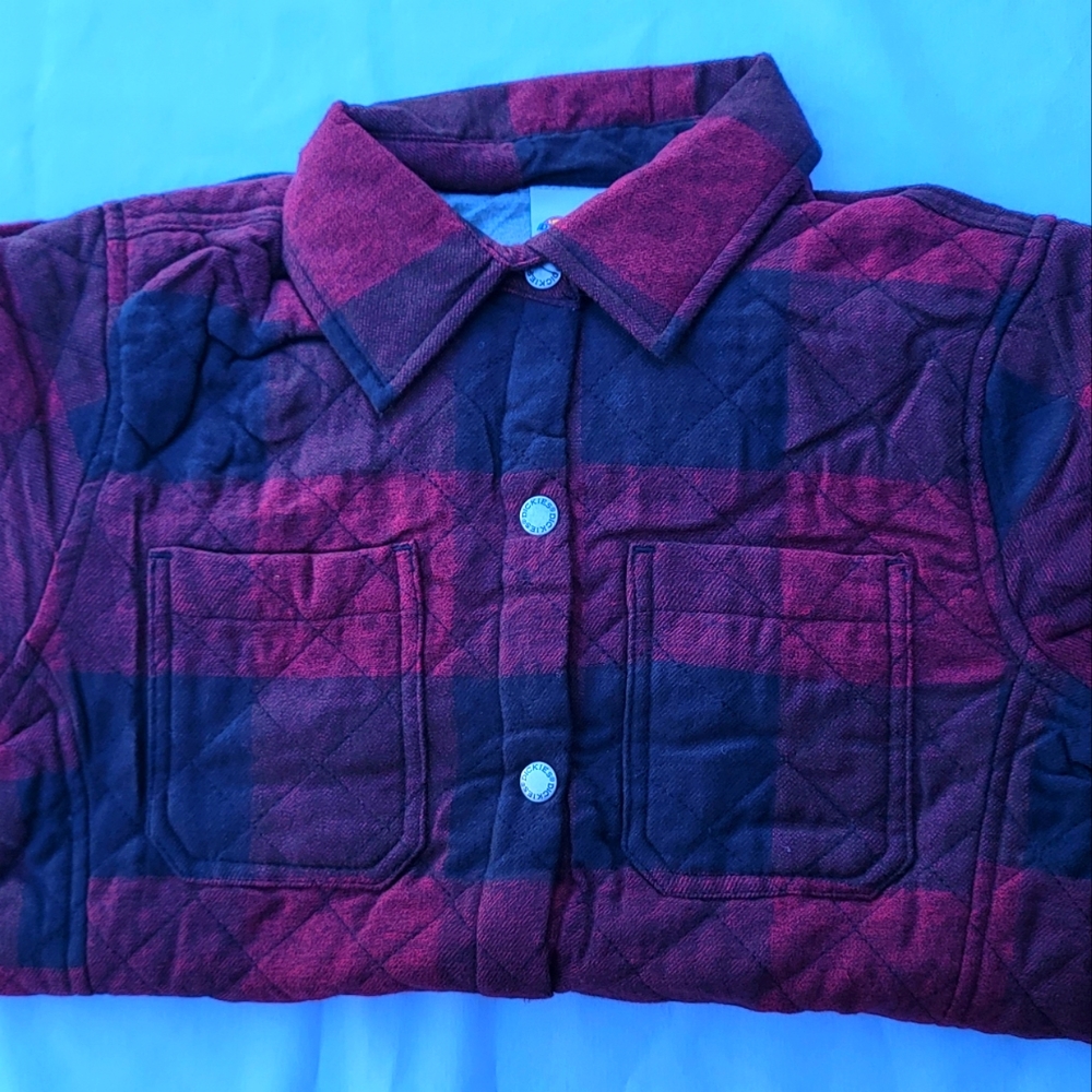 Dickies Women's lined flannel Jackets. Maroon/ Black. Plaids pattern.